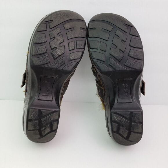 Boc Born Concept Womens Sz 8 Brown Suede Leather Slip On Faux Fur Mule Clog Shoe - Picture 8 of 11